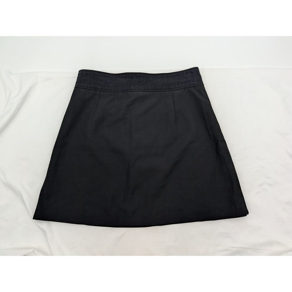 Mango Black Skirt Attached Belt Size 6 Front Zip Preppy Neutral Basic Staple - Picture 7 of 7